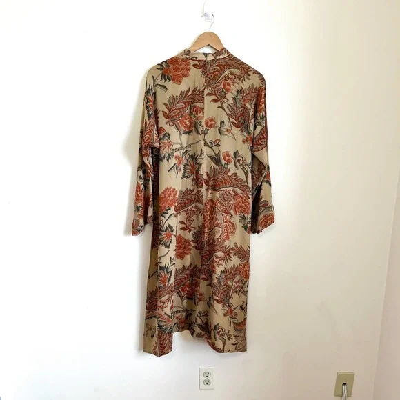 Ralph Lauren Collection Paisley Floral Silk Duster Kaftan Sz M Long Line Dress - Picture 2 of 14